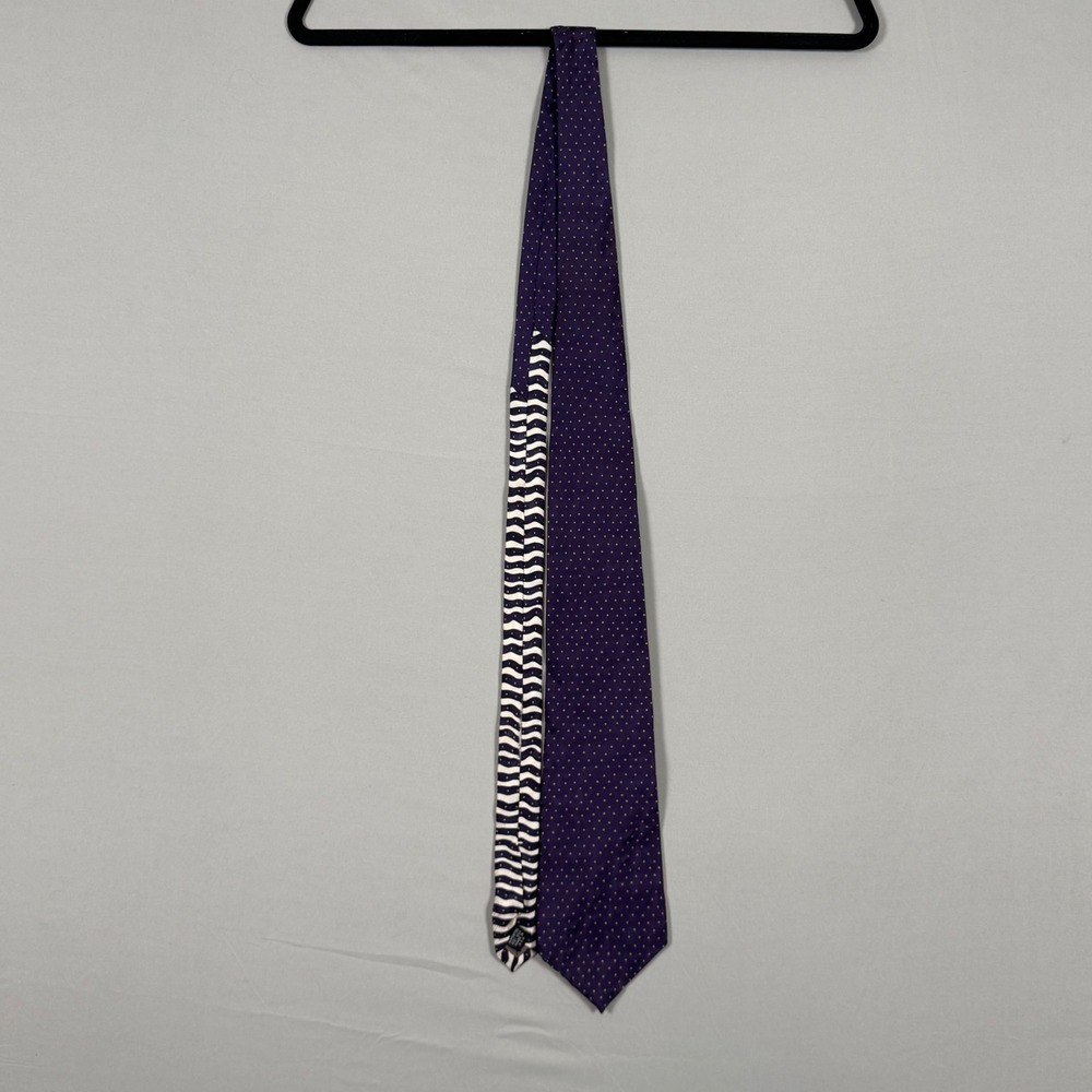 Perry‎ Ellis Necktie Mens OS Purple Polka Dot Excellent 100% Silk Made in USA